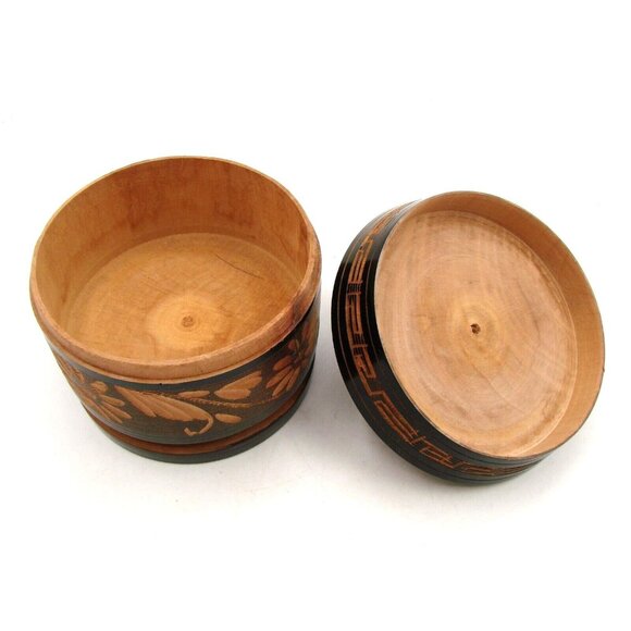 Hand Carved Handmade Wood Trinket Jewelry Box Jar w/ Lid Personalized Donna 5x4" - Picture 6 of 11